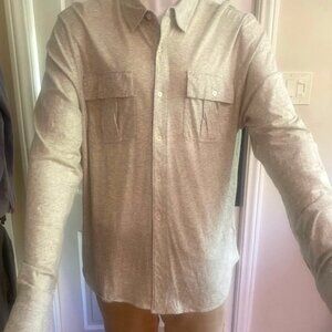 Men's James Perse Pocket Button Down Tan T Shirt 4/XL